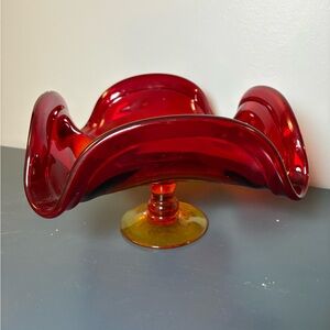 Vintage Blenko Footed Bowl (6950) in Tangerine